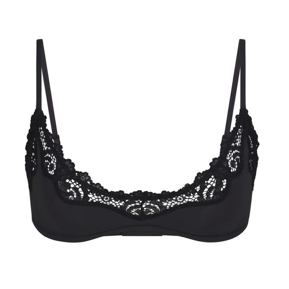 SKIMS Fits Everybody Lace Scoop Bralette in Onyx size XXS - Picture 4 of 13